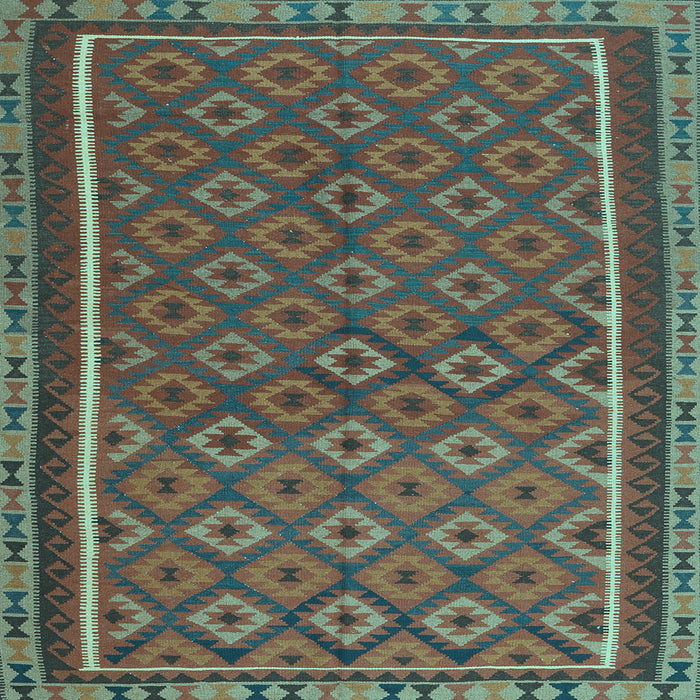 Square Machine Washable Oriental Light Blue Traditional Rug, wshcon2256lblu