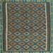 Square Machine Washable Oriental Light Blue Traditional Rug, wshcon2256lblu