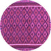 Round Machine Washable Oriental Purple Traditional Area Rugs, wshcon2256pur