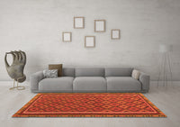 Machine Washable Oriental Orange Traditional Rug, wshcon2256org