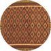 Round Oriental Brown Traditional Rug, con2256brn