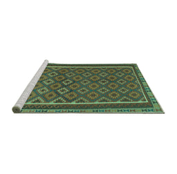 Sideview of Machine Washable Oriental Turquoise Traditional Area Rugs, wshcon2256turq