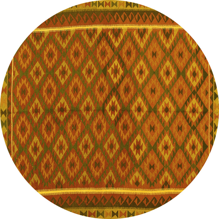 Round Oriental Yellow Traditional Rug, con2256yw