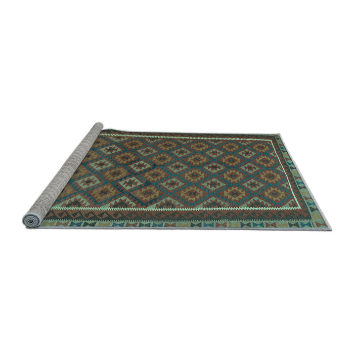 Sideview of Machine Washable Oriental Light Blue Traditional Rug, wshcon2256lblu