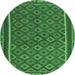 Round Machine Washable Oriental Emerald Green Traditional Area Rugs, wshcon2256emgrn