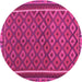 Round Machine Washable Oriental Pink Traditional Rug, wshcon2256pnk