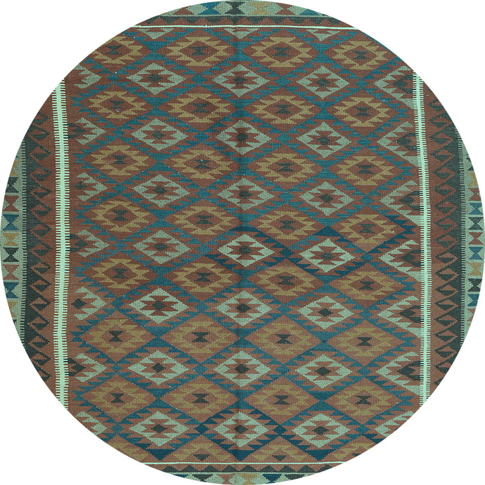 Round Oriental Light Blue Traditional Rug, con2256lblu