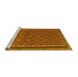 Sideview of Machine Washable Oriental Yellow Traditional Rug, wshcon2256yw