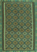 Machine Washable Oriental Turquoise Traditional Area Rugs, wshcon2256turq