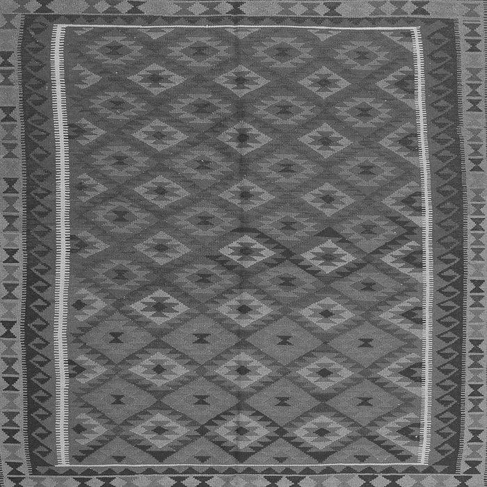 Round Machine Washable Oriental Gray Traditional Rug, wshcon2256gry