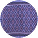 Round Machine Washable Oriental Blue Traditional Rug, wshcon2256blu