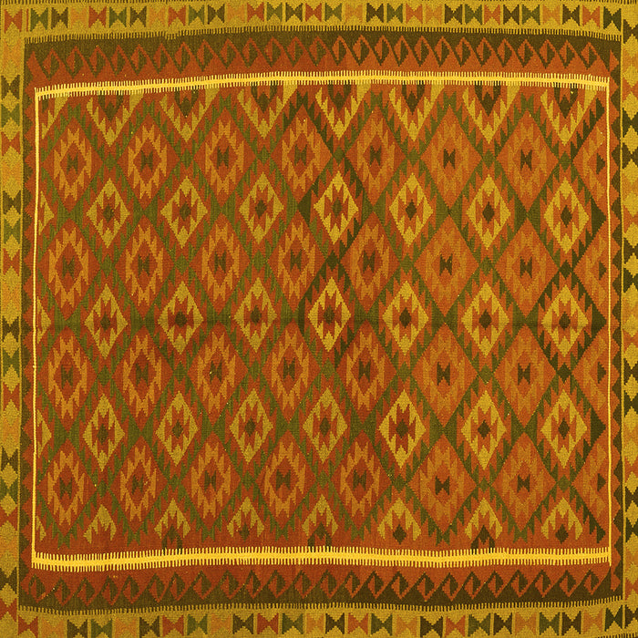 Square Machine Washable Oriental Yellow Traditional Rug, wshcon2256yw