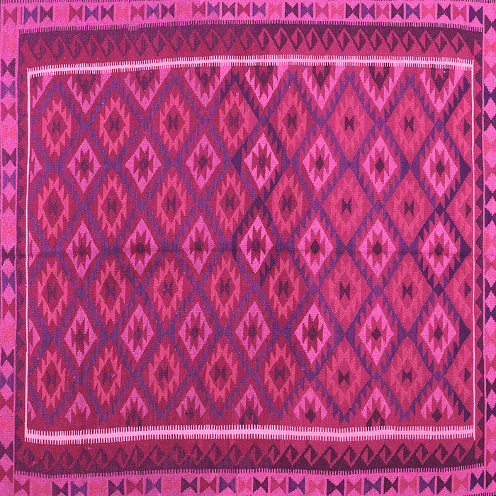 Square Machine Washable Oriental Pink Traditional Rug, wshcon2256pnk