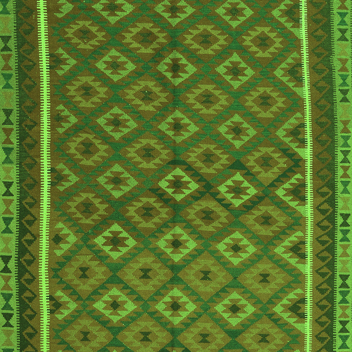 Serging Thickness of Machine Washable Oriental Green Traditional Area Rugs, wshcon2256grn