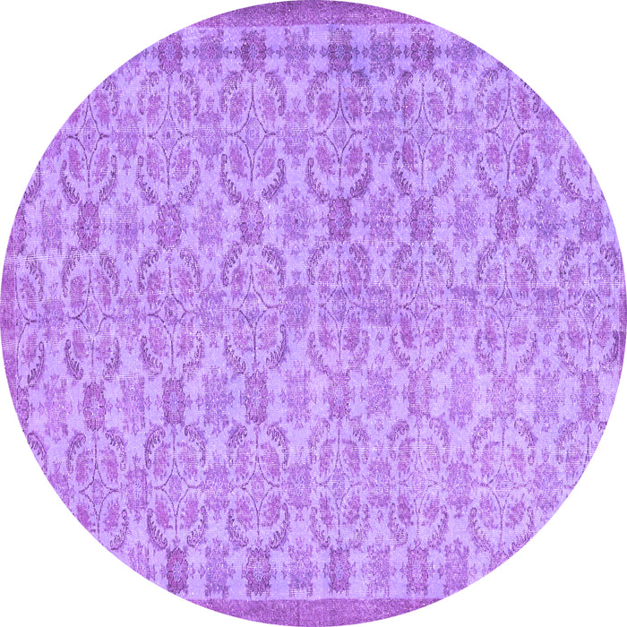 Round Machine Washable Persian Purple Bohemian Area Rugs, wshcon2257pur
