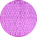 Round Machine Washable Persian Pink Bohemian Rug, wshcon2257pnk