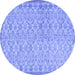 Round Machine Washable Persian Blue Bohemian Rug, wshcon2257blu