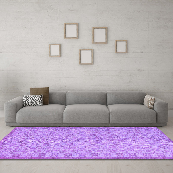 Machine Washable Persian Purple Bohemian Area Rugs in a Living Room, wshcon2257pur