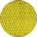 Round Persian Yellow Bohemian Rug, con2257yw