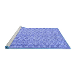 Sideview of Machine Washable Persian Blue Bohemian Rug, wshcon2257blu
