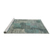 Serging Thickness of Machine Washable Contemporary Grayish Turquoise Green Rug, wshcon2258