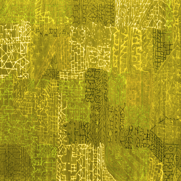 Square Machine Washable Persian Yellow Bohemian Rug, wshcon2258yw