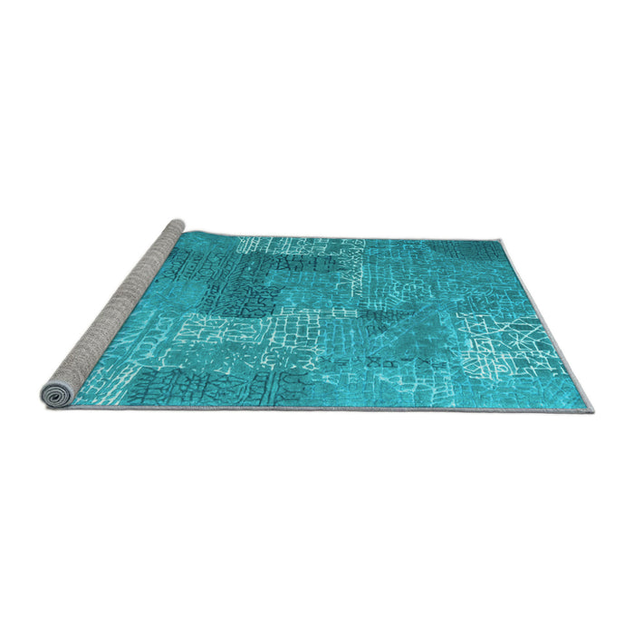 Sideview of Machine Washable Persian Light Blue Bohemian Rug, wshcon2258lblu