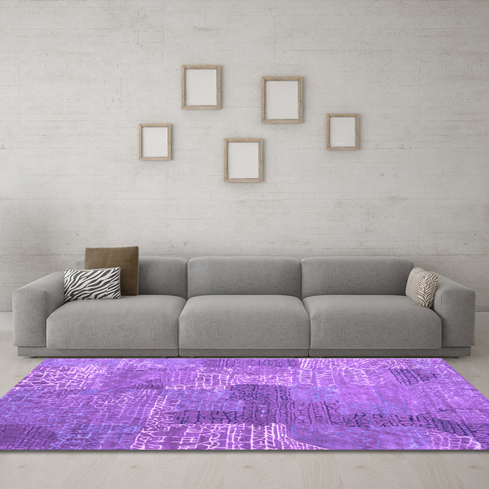 Machine Washable Persian Purple Bohemian Area Rugs in a Living Room, wshcon2258pur