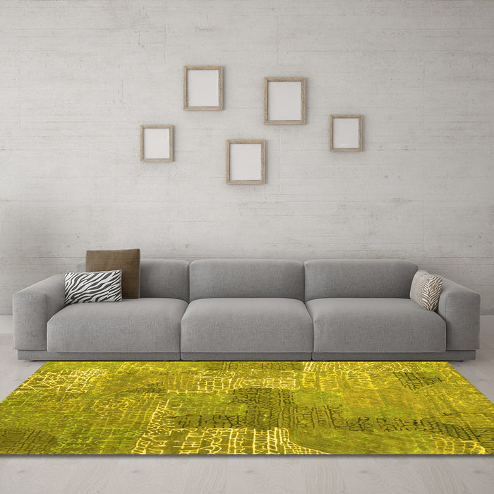 Machine Washable Persian Yellow Bohemian Rug in a Living Room, wshcon2258yw