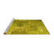 Sideview of Machine Washable Persian Yellow Bohemian Rug, wshcon2258yw