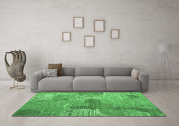 Machine Washable Persian Emerald Green Bohemian Area Rugs in a Living Room,, wshcon2258emgrn