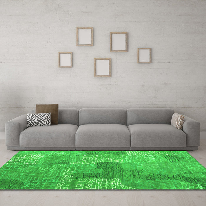 Machine Washable Persian Green Bohemian Area Rugs in a Living Room,, wshcon2258grn