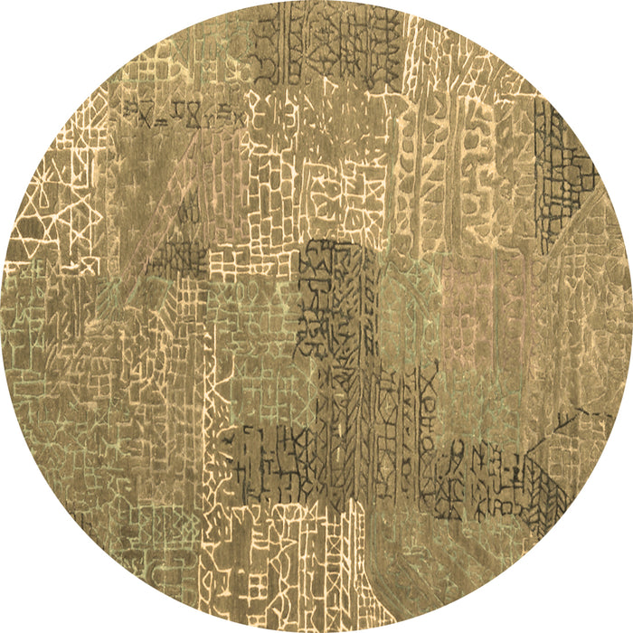 Round Machine Washable Persian Brown Bohemian Rug, wshcon2258brn