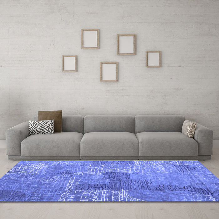Machine Washable Persian Blue Bohemian Rug in a Living Room, wshcon2258blu