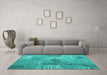 Machine Washable Persian Turquoise Bohemian Area Rugs in a Living Room,, wshcon2258turq