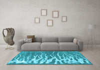 Machine Washable Abstract Light Blue Contemporary Rug, wshcon2259lblu