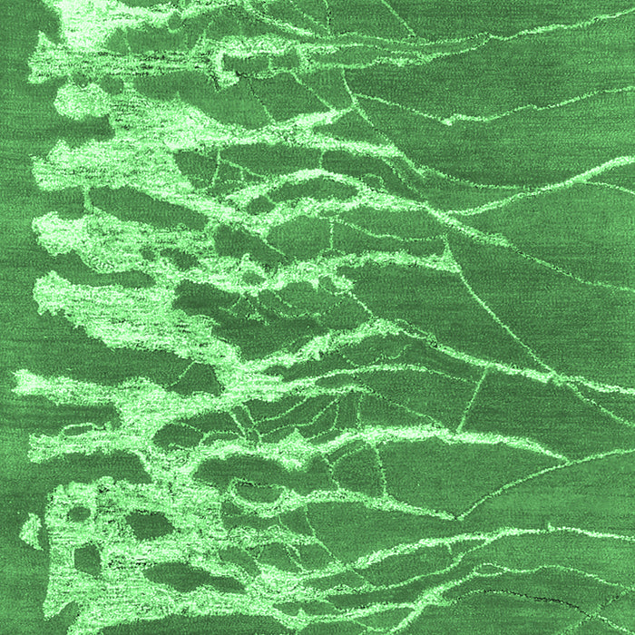 Machine Washable Abstract Emerald Green Contemporary Area Rugs, wshcon2259emgrn