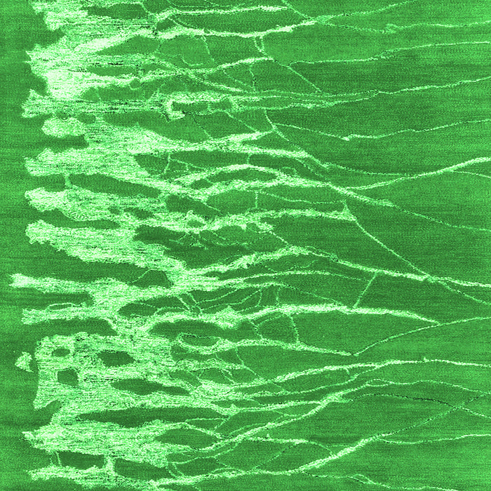 Serging Thickness of Abstract Green Contemporary Rug, con2259grn