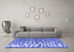 Machine Washable Abstract Blue Contemporary Rug in a Living Room, wshcon2259blu