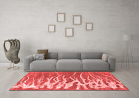 Machine Washable Abstract Red Contemporary Rug, wshcon2259red