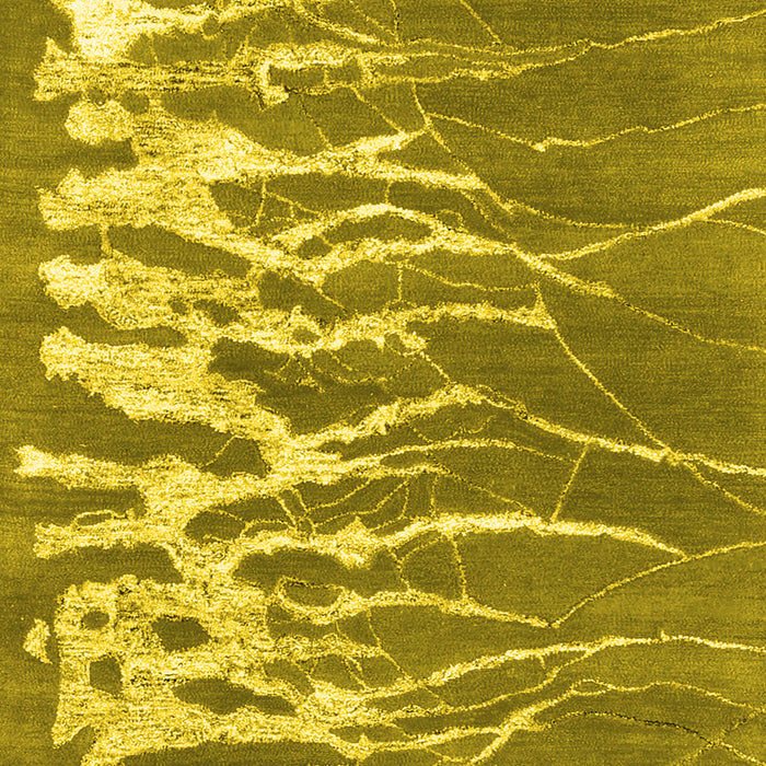 Machine Washable Abstract Yellow Contemporary Rug, wshcon2259yw