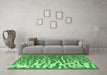 Machine Washable Abstract Emerald Green Contemporary Area Rugs in a Living Room,, wshcon2259emgrn