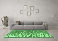 Machine Washable Abstract Emerald Green Contemporary Rug, wshcon2259emgrn