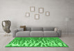 Machine Washable Abstract Green Contemporary Area Rugs in a Living Room,, wshcon2259grn