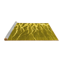 Sideview of Machine Washable Abstract Yellow Contemporary Rug, wshcon2259yw