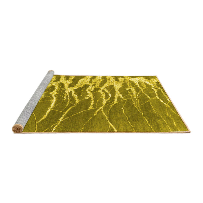 Sideview of Machine Washable Abstract Yellow Contemporary Rug, wshcon2259yw