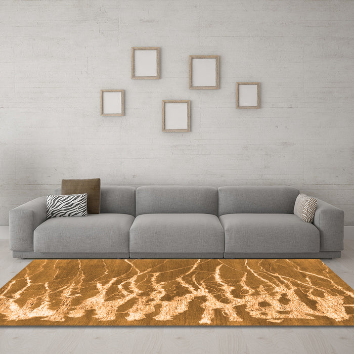 Machine Washable Abstract Orange Contemporary Area Rugs in a Living Room, wshcon2259org