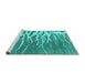 Sideview of Machine Washable Abstract Turquoise Contemporary Area Rugs, wshcon2259turq