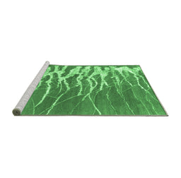Sideview of Machine Washable Abstract Emerald Green Contemporary Area Rugs, wshcon2259emgrn