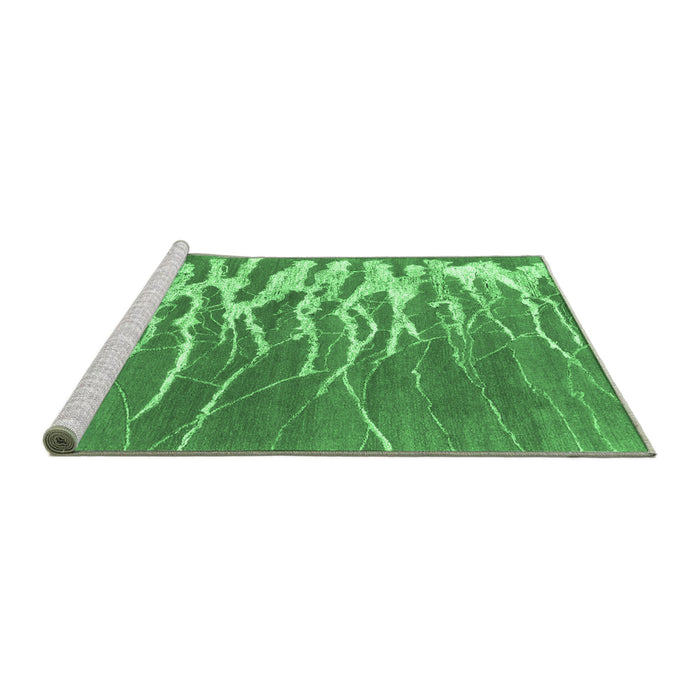 Sideview of Machine Washable Abstract Emerald Green Contemporary Area Rugs, wshcon2259emgrn
